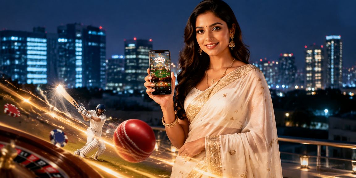 Indian woman placing cricket bet in saree